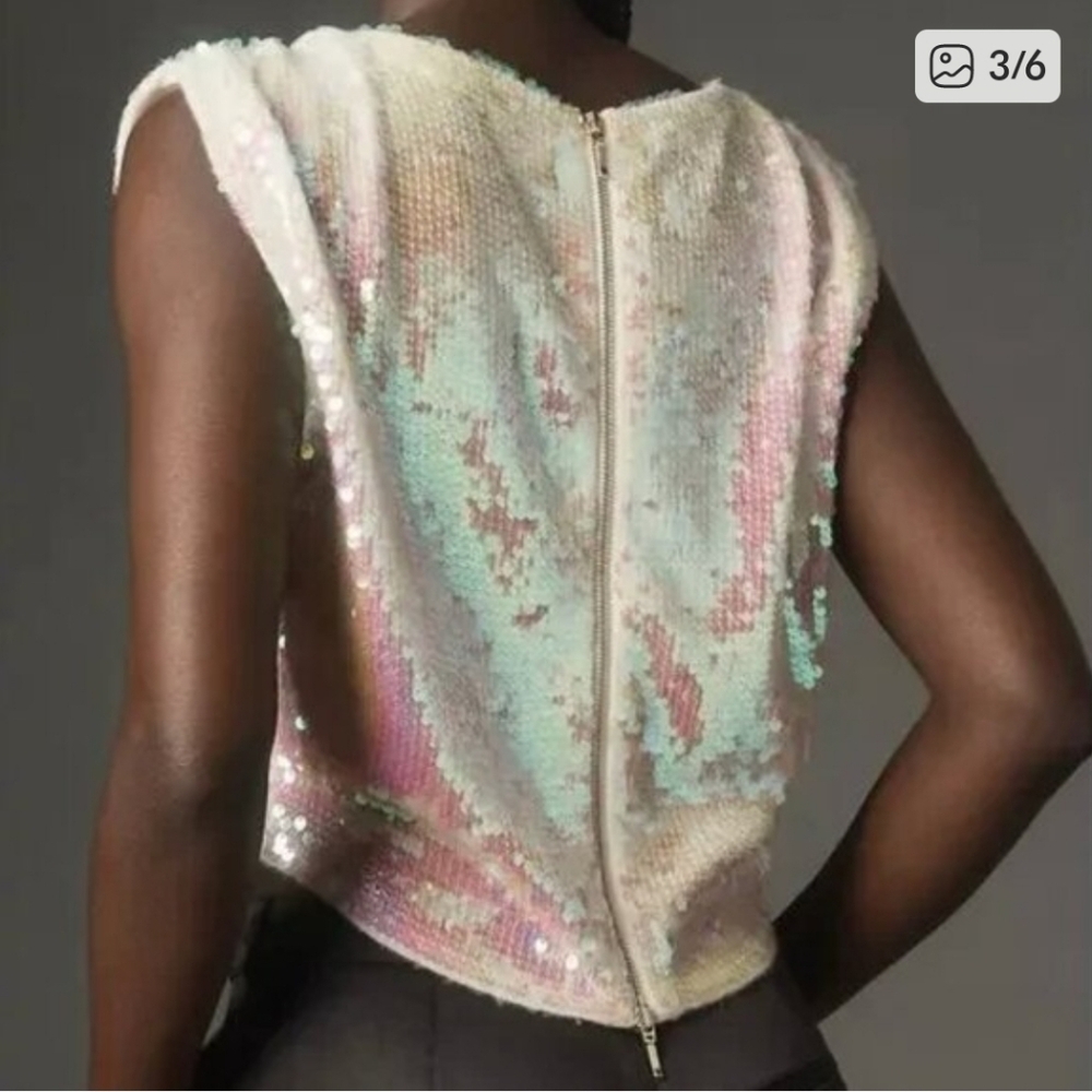 Pilcro Sequin Muscle Cashmere Sweater Vest Top - Picture 2 of 6